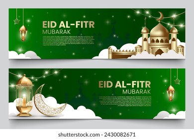 Ramadan or Islamic themed banners. background color is dark green