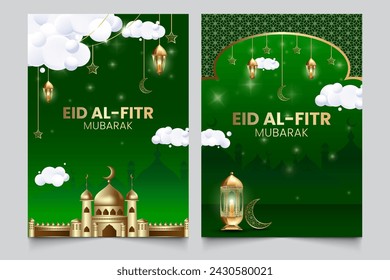Ramadan or Islamic themed posters. background color is dark green