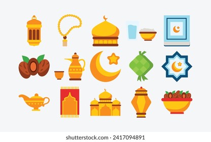 Ramadan islamic vector element set