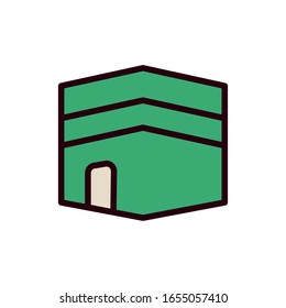 Ramadan kaaba line and fill style icon design, Islamic muslim religion culture belief religious faith god spiritual meditation and traditional theme Vector illustration