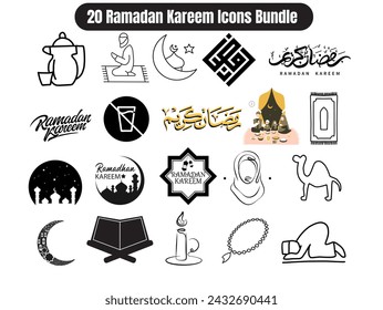 Ramadan kareem 20 Icons bundle 