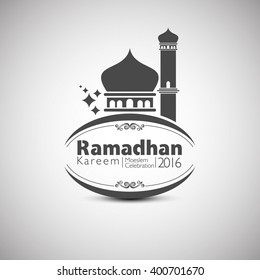 Ramadan Kareem 2016 in Mosque Concept. Vector Illustration