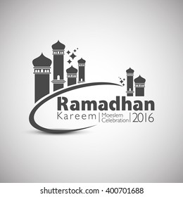 Ramadan Kareem 2016 in Mosque Concept. Vector Illustration