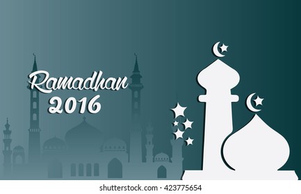 Ramadan Kareem 2016 Mosque Vector Illustration