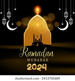 ramadan kareem 2024 banner with black and brown background design 16