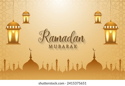 ramadan kareem 2024 banner with brown background design 17