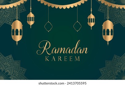 ramadan kareem 2024 banner with green background design 03