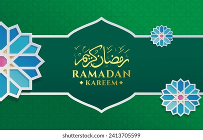 ramadan kareem 2024 banner with green background design 02