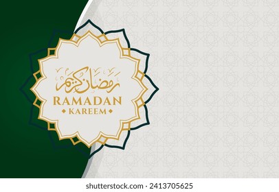 ramadan kareem 2024 banner with green and white background design 09