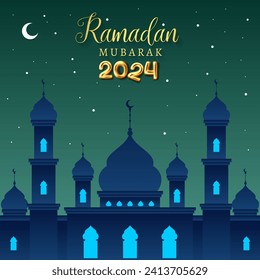 ramadan kareem 2024 banner with green and blue background design 13