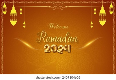 ramadan kareem 2024 banner with orange and yellow islamic background design 02