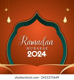 ramadan kareem 2024 banner with orange background design 013