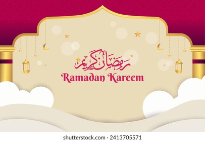 ramadan kareem 2024 banner with purple and yellow background design 08