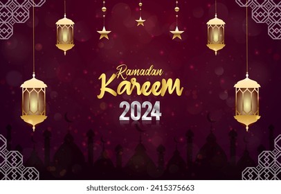 ramadan kareem 2024 banner with purple background design 018