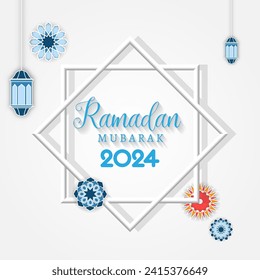 Banner von ramadan kareem 2024 mit weißem Hintergrund Design 012