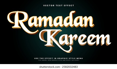 Ramadan Kareem 3d editable text effect template Suitable for gold style