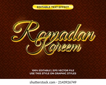 ramadan kareem 3d text effect luxury theme. typography template for islamic tagline