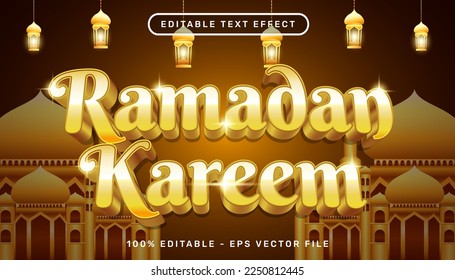 ramadan kareem 3d text effect and editable text effect whit mosque and Islamic background