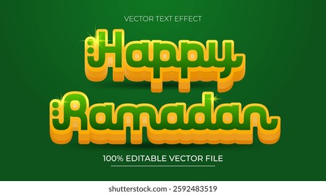 Ramadan Kareem 3d text effect and editable text effect green color style