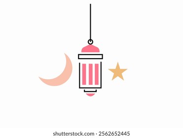 Ramadan Kareem, abstract geometric background, lines. hanging lantern.