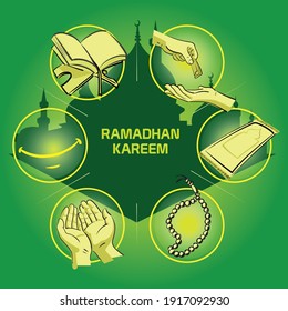 Ramadan kareem activities icon illustration