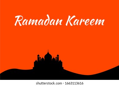 Ramadan kareem adn mosque Illustration, ramadan kareem cartoon vector Wishing for Islamic festival for banner, poster, background, flyer,illustration, brochure and sale background