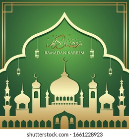 Ramadan Kareem Arabic calligraphy, Ramadan Kareem beautiful greeting card with arabic calligraphy, template for invitation, poster, banner, card for the celebration of Muslim community festival.