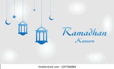 Ramadan Kareem arabic calligraphy greeting design islamic line mosque dome with lattern
