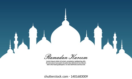 Ramadan Kareem arabic calligraphy greeting design islamic line mosque dome with lattern
