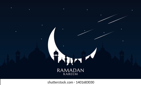Ramadan Kareem arabic calligraphy greeting design islamic line mosque dome with lattern