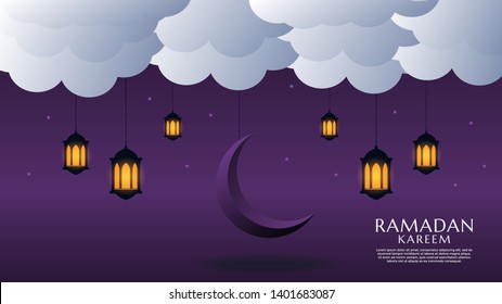 Ramadan Kareem arabic calligraphy greeting design islamic line mosque dome with lattern