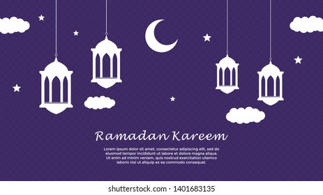Ramadan Kareem arabic calligraphy greeting design islamic line mosque dome with lattern