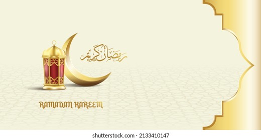 Ramadan Kareem Arabic calligraphy greeting banner design for social media post and website. Wording arabic Ramadan kareem