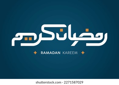 Ramadan Kareem Arabic Calligraphy. Ramadan Kareem Greeting Card. Ramadhan Mubarak. Happy Ramadan and Holy Ramadan. Month of fasting for Muslims. Vector illustration