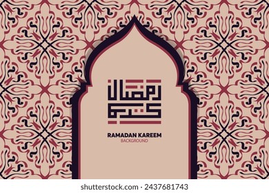 Ramadan kareem in Arabic Calligraphy greeting card, the Arabic calligraphy means, Generous Ramadan, Vector