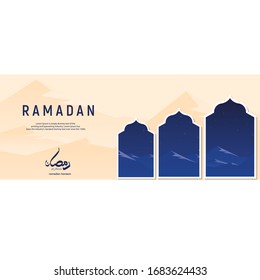 Ramadan kareem arabic calligraphy and islamic greeting background