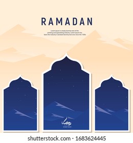 Caligrafía árabe de Ramadán kareem y antecedentes de saludos islámicos
