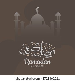 Ramadan Kareem Arabic calligraphy with traditional Islamic ornaments. Ramadan Mubarak. Translated: Happy & Holy Ramadan. Month of fasting for Muslims. Arabic Calligraphy. Vector Illustration