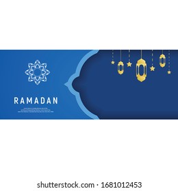 Ramadan kareem arabic calligraphy and traditonal lantern for islamic greeting background