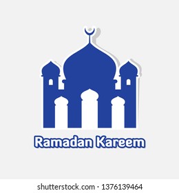 Ramadan Kareem Arabic Calligraphy and Typography. Greeting Card. Arabic Text Translation: Ramadan, the glorious month. Vector  Illustration.