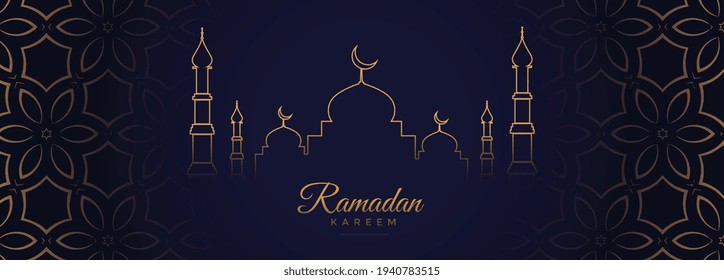 ramadan kareem arabic festival banner in line style