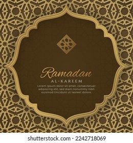 Ramadan Kareem Arabic Islamic Elegant golden Luxury Ornamental Background with Arabic Pattern