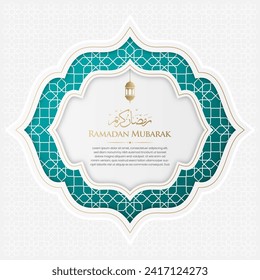 Ramadan Kareem Arabic Islamic Elegant White and Green Ornamental Background