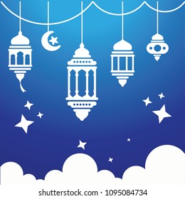 Ramadan Kareem arabic islamic vector background and greeting card
