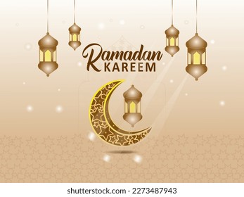 Ramadan Kareem arabic lamp design card. Greeting background decorative ornament for vector illustration, poster and banner.