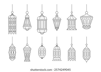 Ramadan kareem Arabic lamp set.
