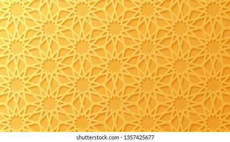 Ramadan Kareem. Arabic pattern background. Islamic ornament vector. Geometric 3d shape. Texture arabian traditional motif. ESP 10.