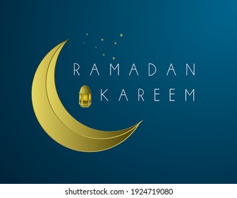 ramadan kareem with arabic text is mean muslim event template event with elegant golden moon and lantern