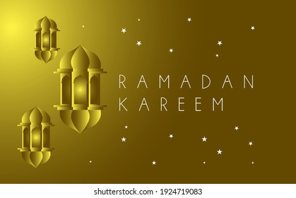 ramadan kareem with arabic text is mean muslim event template event with elegant golden moon and lantern