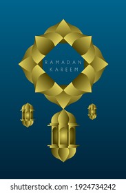 ramadan kareem with arabic text is mean muslim event template event with elegant golden moon and lantern